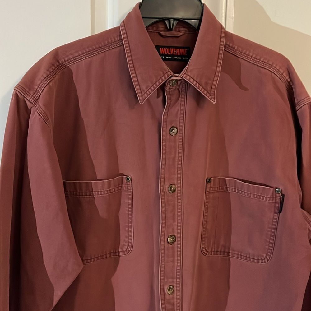 Wolverine Heavy Duty Chore Duck Cotton Work Rivet Double Pocket Shirt L Red Clay